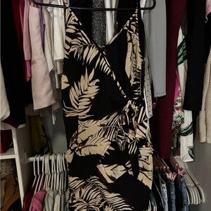 Elegant Black and Cream Wrap Dress